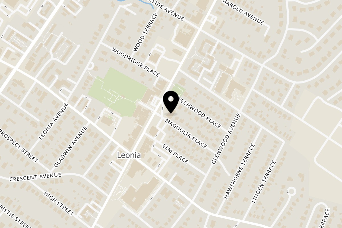 Map showing the location of Dante's Italian Restaurant on 373 Broad Ave in Leonia
